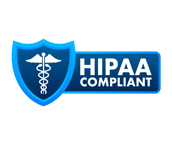 A medically-themed badge that reads "HIPPA COMPLIANT"